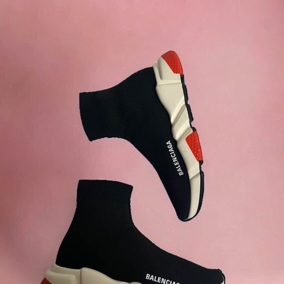 Balenciaga Speed Trainers Black Res White Sneaker Women Size 5 Runner Platform - Picture 8 of 10